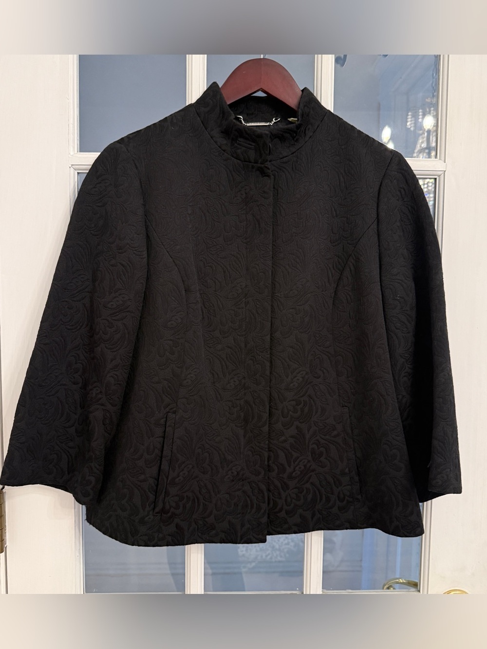 SIGRID OLSEN Women’s Black Floral Embossed Jacket and Skirt Set Size 10